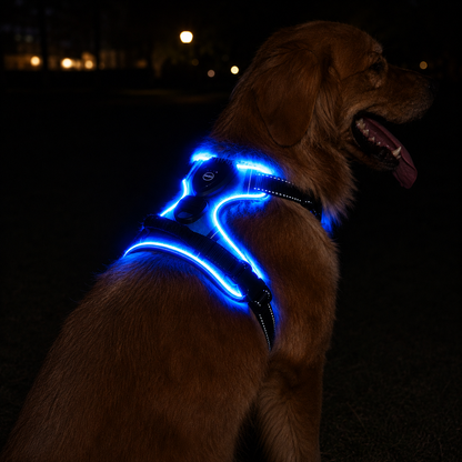LED Light-Up Dog Harness — Rechargeable